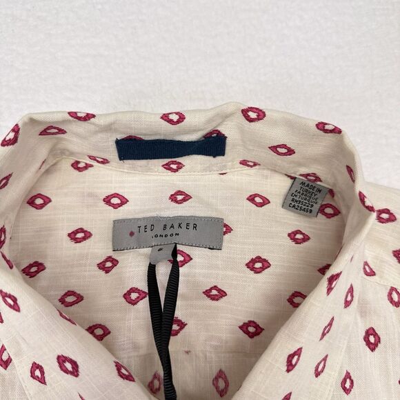 Ted Baker Shirt Men’s‎ Size 6 US 2XL Short Sleeve Button Up Geometric Print NEW - Picture 7 of 11